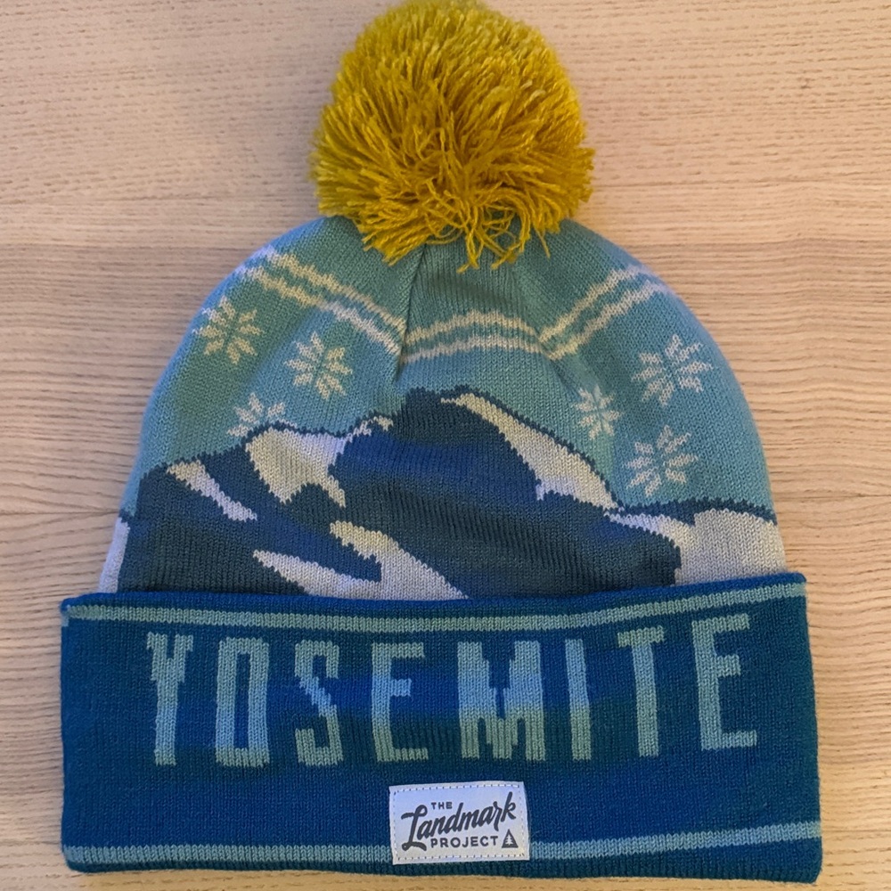 The Landmark Project Yosemite Knit Beanie with Yellow Pom
